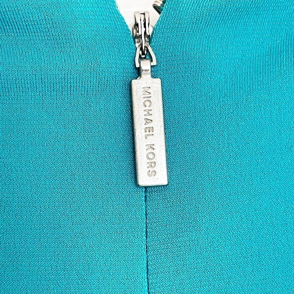 Michael Kors Cross Front Shift Dress Sleeveless Teal Blue Women's Size XS